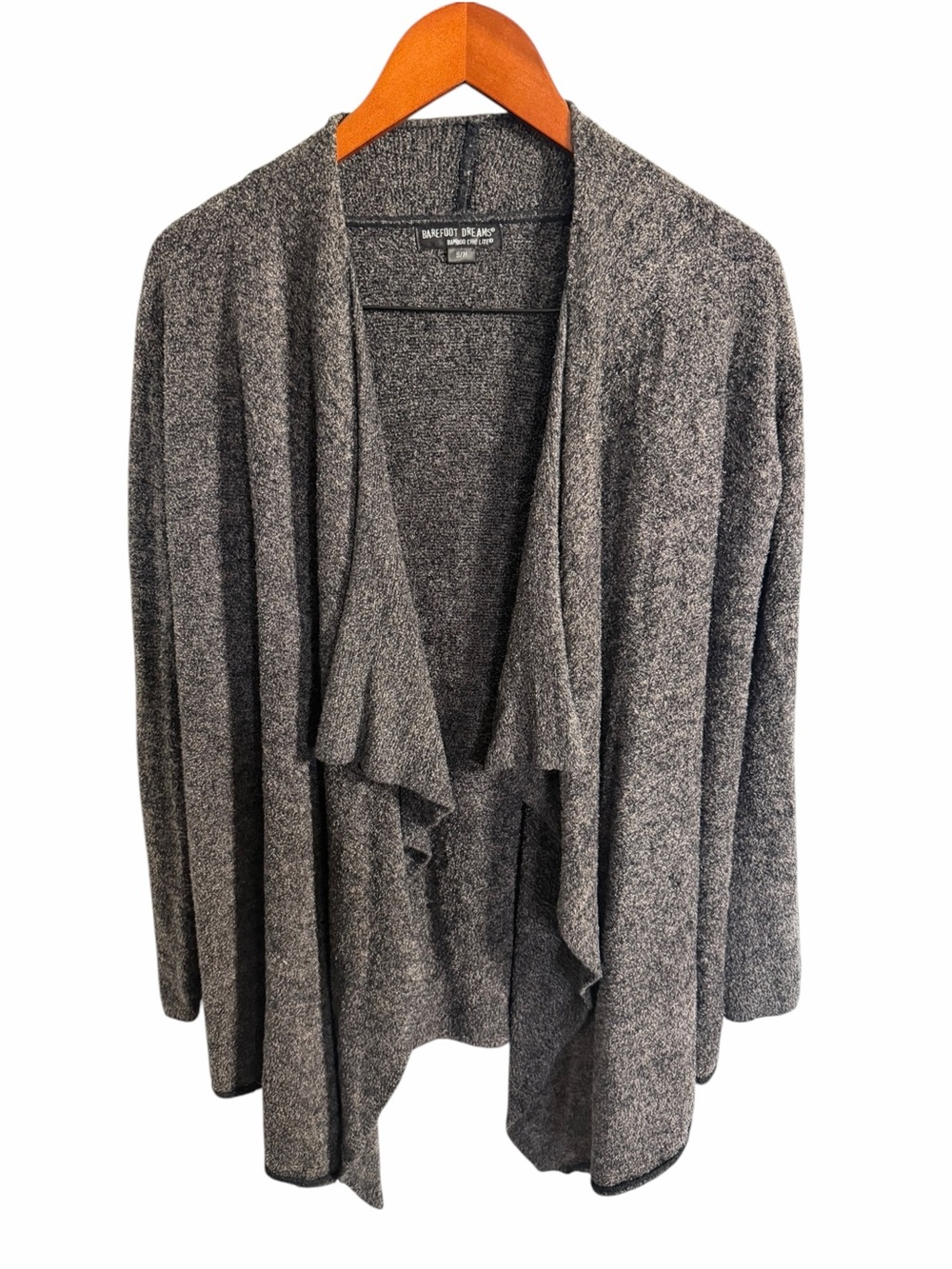 Barefoot Dreams Charcoal Open-Front Draped Cardigan - Picture 2 of 10